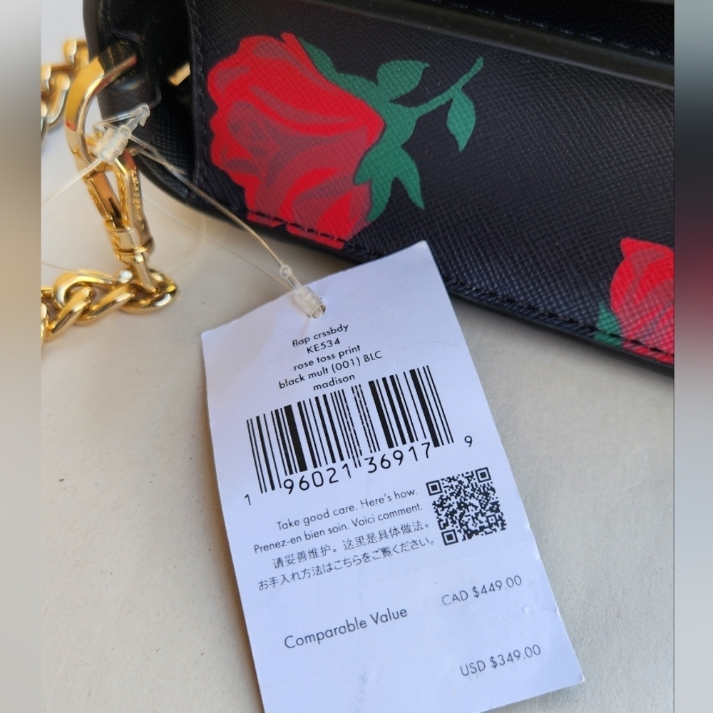Kate Spade Madison Rose Toss Printed Flap Crossbody - Picture 8 of 10